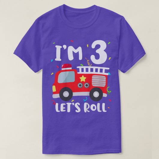 キッズ消防車3rd誕生日幼児の男の子ファイアーファイト tシャツ (デザイン正面)