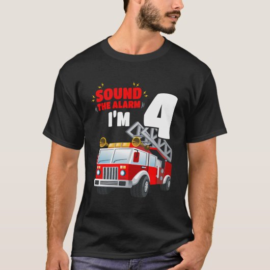 キッズ消防車4thバースデーシャツ4歳のモミ tシャツ (正面)