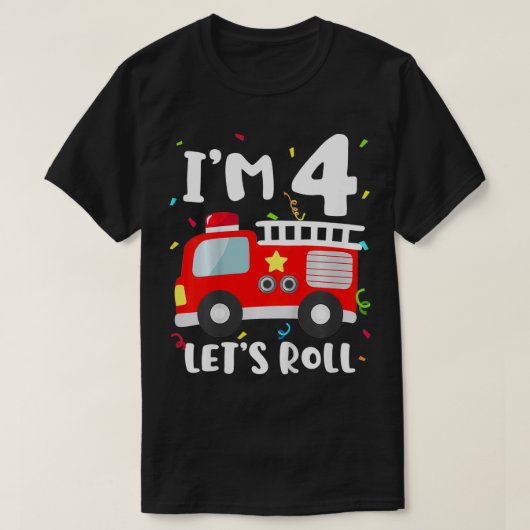 キッズ消防車4thバースデートイドラーボーイファイアーファイト tシャツ (デザイン正面)