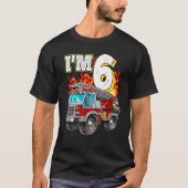 キッズ消防車6位誕生日ボーイファイヤー6年 Tシャツ (正面)