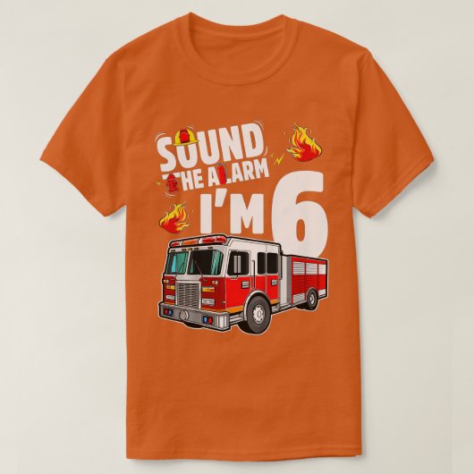 キッズ消防車6位誕生日ボーイファイヤー6年 Tシャツ (デザイン正面)