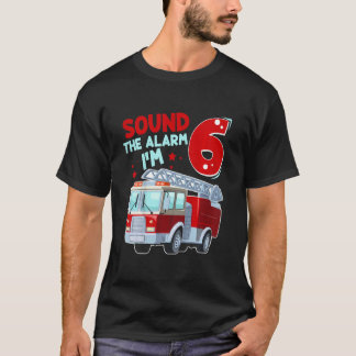 キッズ消防車6年の古い消防士6th誕生日 tシャツ