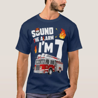 キッズ消防車7誕生日少年7歳ホタル Tシャツ