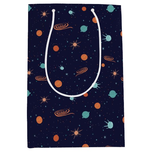 キッズ深い宇宙射撃、 発砲星惑星ブラックホール ミディアムペーパーバッグ (正面)