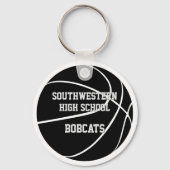 キッズ白黒パーソナライズされたバスケットボール キーホルダー (裏面)