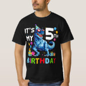 キッズ私の5誕生日ハッピーファイブ年Tレックス Tシャツ (正面)