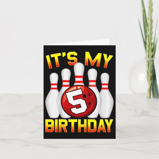 キッズ私の5誕生日ボーリング5歳バット カード (正面)