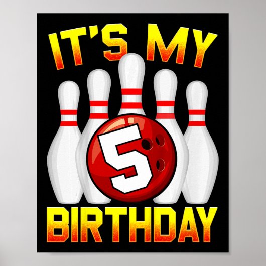 キッズ私の5誕生日ボーリング5歳バット ポスター (正面)