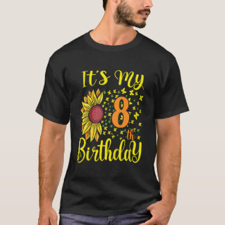 キッズ私の8誕生日のヒマワリ8歳Biだ Tシャツ