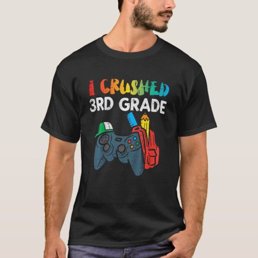 キッズ私は最後の日3年生ゲームコントローラーを粉砕した Tシャツ (正面)