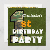 キッズ第1迷彩柄スタイル名前をカスタムするV01 招待状 (正面/裏面)