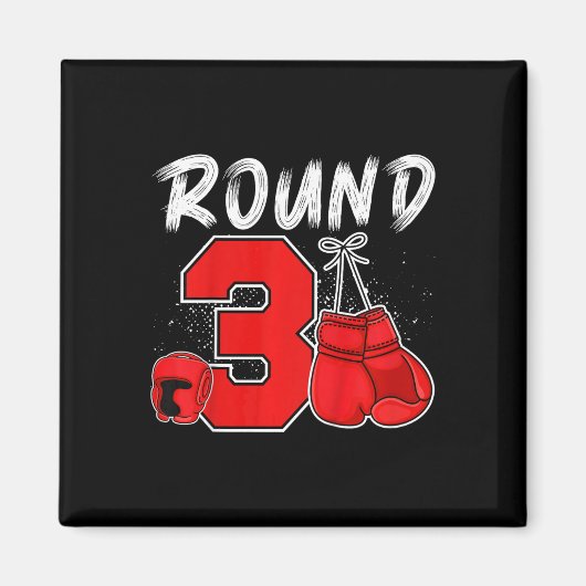 キッズ第3ボクシング誕生日パーティー3歳のボックス マグネット (正面)