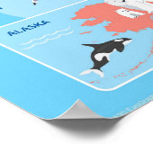 キッズ米国地図お洒落マンガアート統一された州 ポスター (角)