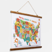 キッズ米国地図の壁 吊り下げ型タペストリー (傾斜あり)