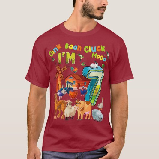 キッズ納屋周囲の庭第7誕生日農園動物7年 Tシャツ (正面)