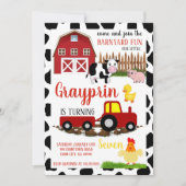 キッズ納屋周囲の庭誕生日の招待状の男の子または女の子 招待状 (正面)