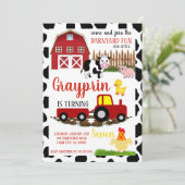 キッズ納屋周囲の庭誕生日の招待状の男の子または女の子 招待状 (スタンド正面)