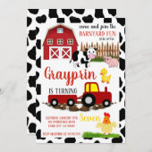 キッズ納屋周囲の庭誕生日の招待状の男の子または女の子 招待状 (正面/裏面)