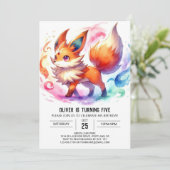 キッズ素朴キツネ誕生日 招待状 (スタンド正面)