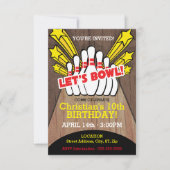 キッズ素朴ボーリング誕生日(ピン付き) 招待状 (正面)