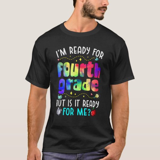 キッズ絞り染め私が4年生に向けて準備ができている読 Tシャツ (正面)