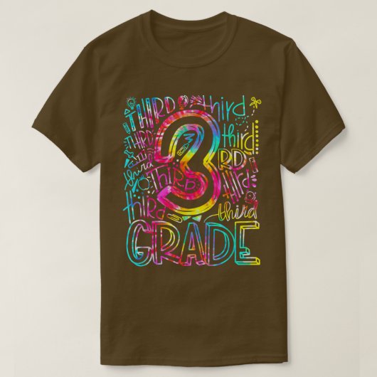 キッズ絞り染め3年生タイポグラフィチーム3年生 Tシャツ (デザイン正面)