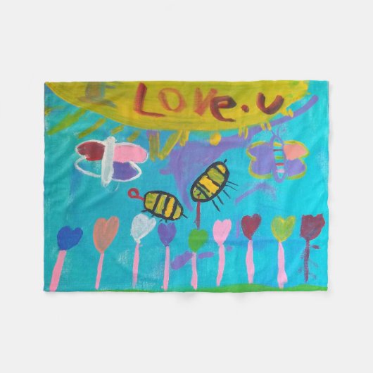 キッズ絵画ズ フリースブランケット (正面(横))