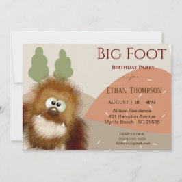 キッズ自然ビッグ足/サスカッチ誕生日パーティー 招待状