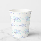 キッズ薄紫航空飛んでいる誕生日 紙コップ (正面)