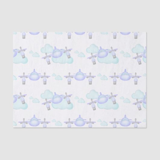 キッズ薄紫航空飛んでいる誕生日 薄葉紙 (正面)