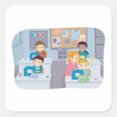 キッズ裁縫クラスおもしろいクラフティング学と スクエアシール (正面)