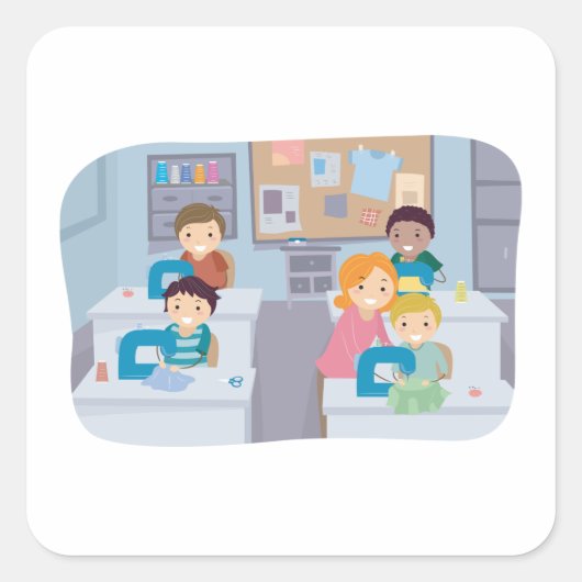 キッズ裁縫クラスおもしろいクラフティング学と スクエアシール (正面)