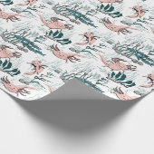 キッズ赤面ピンク&グリーンアンダーウォーターアクソロトルスケッチ ラッピングペーパー (角)