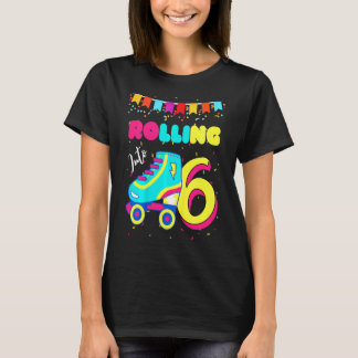 キッズ転がズイン6年6誕生日ローラースケート Tシャツ