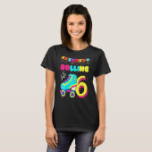 キッズ転がズイン6年6誕生日ローラースケート Tシャツ (正面フル)