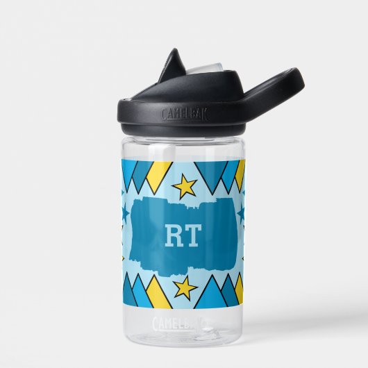 キッズ追加イニシャル星三角形の青い黄色 ウォーターボトル (左面)