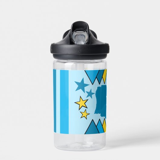 キッズ追加イニシャル星三角形の青い黄色 ウォーターボトル (正面)