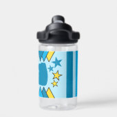 キッズ追加イニシャル星三角形の青い黄色 ウォーターボトル (背面)