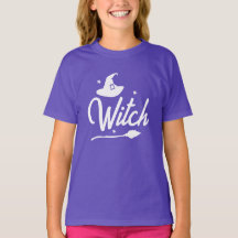 キッズ邪悪な魔女ハロウィーンTシャツ、ハットブルーム