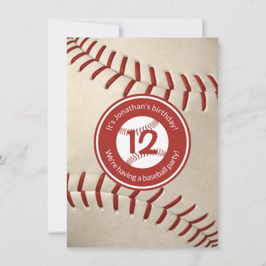 キッズ野球の誕生日またはチームのパーティー 招待状 (裏面)