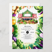 キッズ野菜農家市場誕生日 招待状 (正面/裏面)