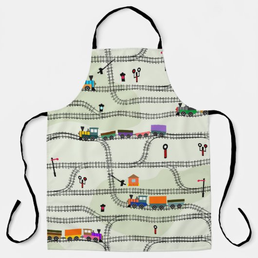 キッズ鉄道:シームレおもしろいームパターン エプロン (正面)