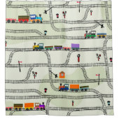 キッズ鉄道:シームレおもしろいームパターン シャワーカーテン (正面)
