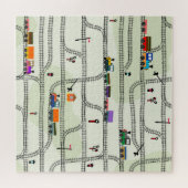 キッズ鉄道:シームレおもしろいームパターン ジグソーパズル (横)