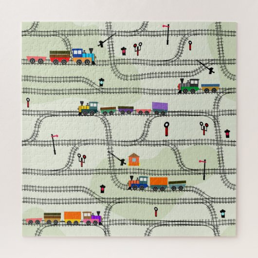 キッズ鉄道:シームレおもしろいームパターン ジグソーパズル (縦)