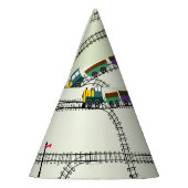 キッズ鉄道：シームレおもしろいームパターン パーティーハット (左)