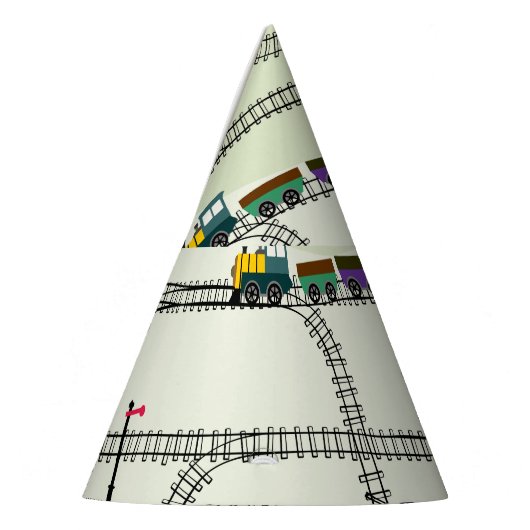 キッズ鉄道:シームレおもしろいームパターン パーティーハット (左)