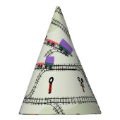 キッズ鉄道：シームレおもしろいームパターン パーティーハット (右)