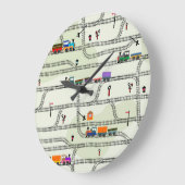 キッズ鉄道:シームレおもしろいームパターン ラージ壁時計 (傾斜)