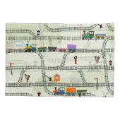 キッズ鉄道：シームレおもしろいームパターン 枕カバー (裏面)